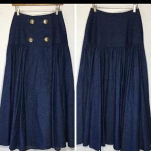 Hairston Roberson Ropa Heavy Denim Skirt With Sterling Silver Buttons